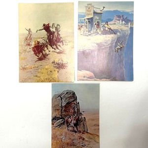 Vintage Western Scene Cards and Postcard Ephemera Lot of 3